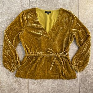 J. CREW crushed velvet gold blouse holiday